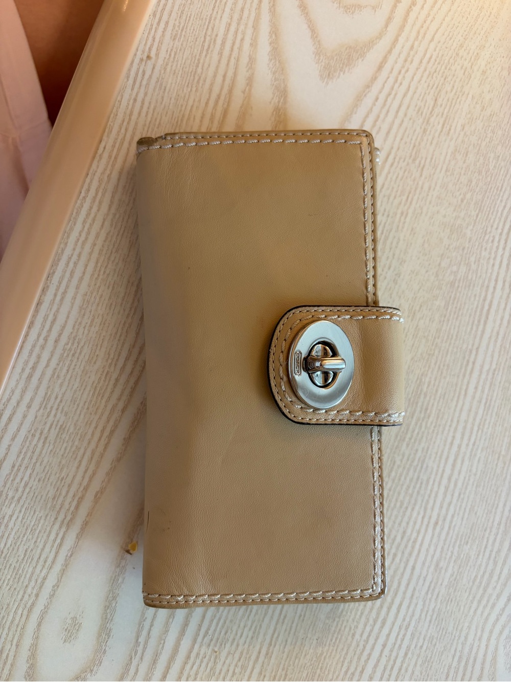 Coach Beige Leather Turnlock Wallet